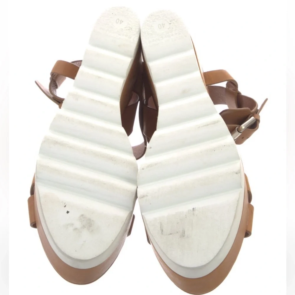 CHLOÉ SEE BY CHLOÉ PLATFORM LEATHER SANDALS IN CARAMEL - Picture 6 of 7